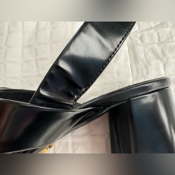 PRADA Black Patent Leather T-Strap Sandals with Bow Detail Block Heel Size 40 - Picture 11 of 15